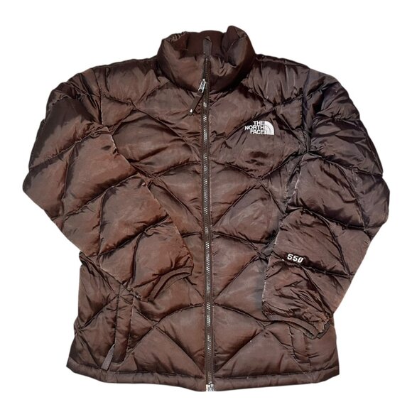 The North Face 550 Goose Down Brown Puffer Jacket Girls L - Picture 1 of 11